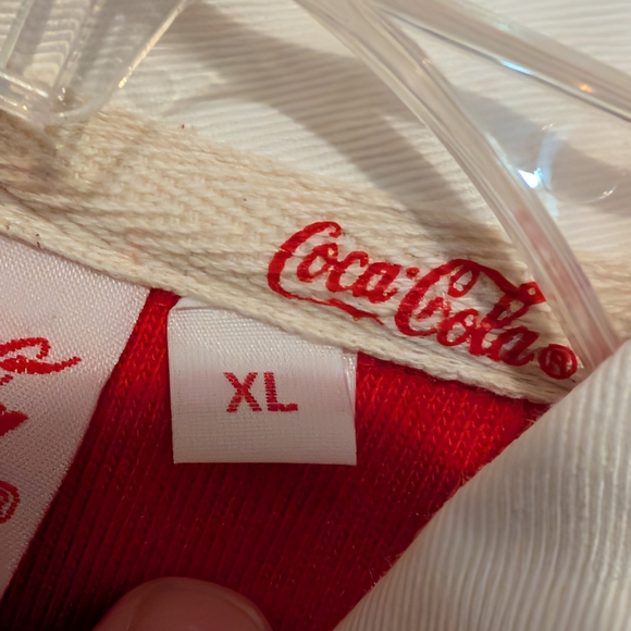 New With Tags Unisex Coca-Cola Red and White Long Sleeve Rugby Polo Shirt Size X - Picture 5 of 11